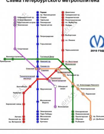 圣彼得堡地铁地图矢量图像