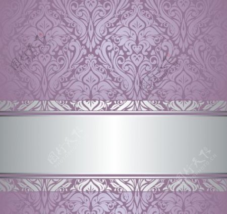 紫色花的装饰图案背景矢量01
