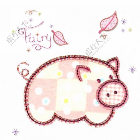 贴布动物卡通猪色彩免费素材