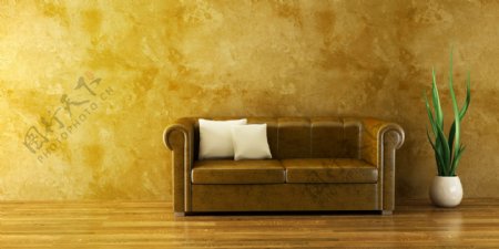 金色古典沙发图片