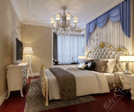 室内卧室现代欧式结合床头设计