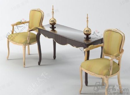 3D欧式桌椅组合模型