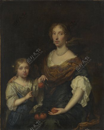 卡斯帕的肖像一位女士和一个女孩图片