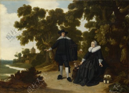 范hensbeeck画像他的妻子和孩子图片