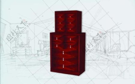 国际主义家具柜子0223D模型