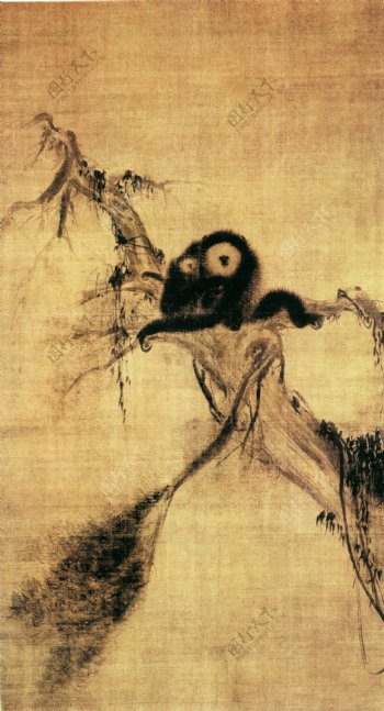 中国花鸟名家法常书画真迹猿图