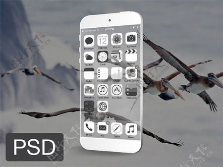 灰白风格透明iPhone模板psd素材