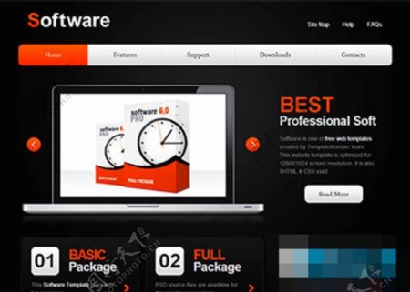 黑色质感橙色导航软件产品官网模板
