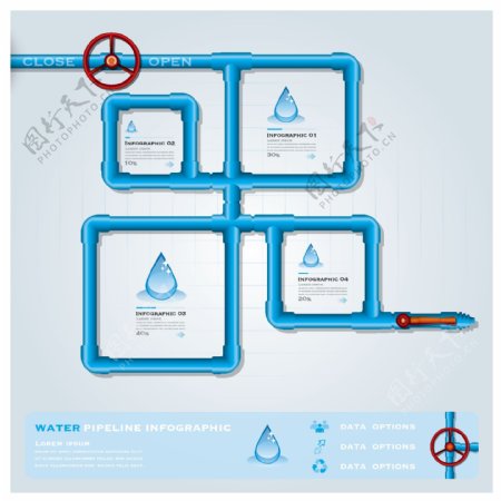 方形管道水元素信息图表