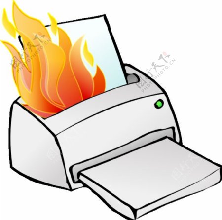 打印机燃烧的剪贴画