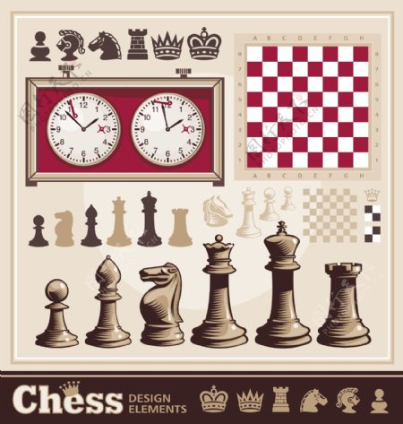 矢量欧式国际象棋模板素材