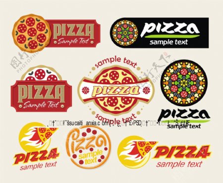 矢量披萨元素多款标签图片