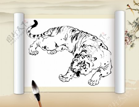老虎绘画艺术素材
