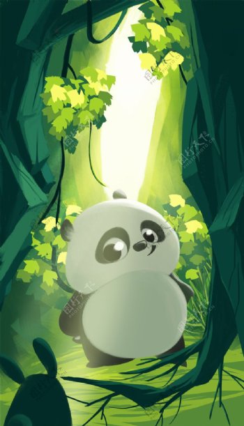 位图插画师simoninn中国熊猫植物免费素材