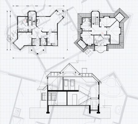 矢量房屋平面规划图纸素材