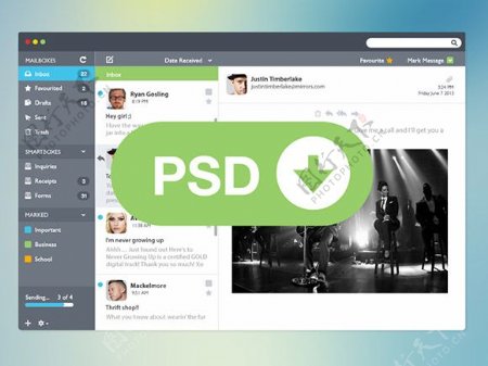 电子邮件界面PSD素材