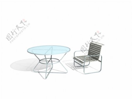 玻璃钢架餐桌椅3D模型