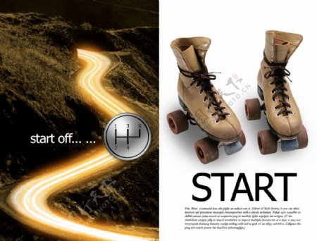 龙腾广告平面广告PSD分层素材源文件鞋子时尚运动旱冰鞋