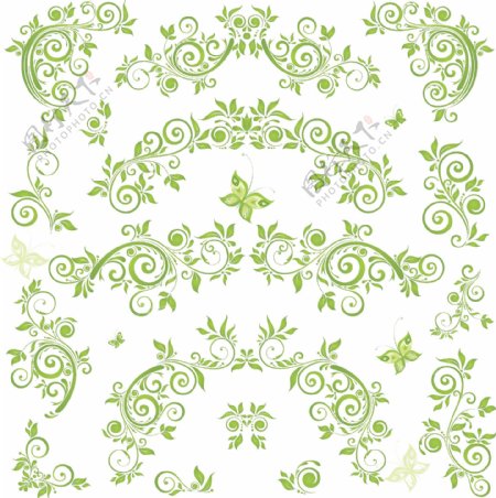 绿色时尚花纹花边装饰元素图片