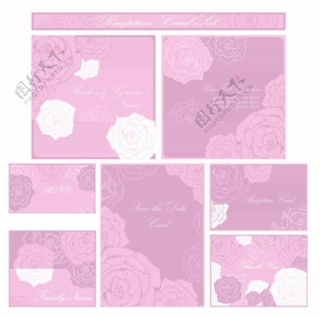 粉色系女性玫瑰卡片模板