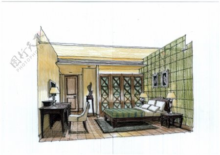 爱丁堡公寓室内设计手绘图片素材