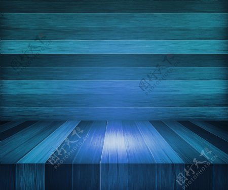 蓝色的木制舞台背景