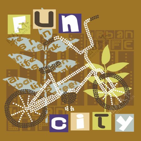 印花矢量图男童T恤图案自行车单车免费素材