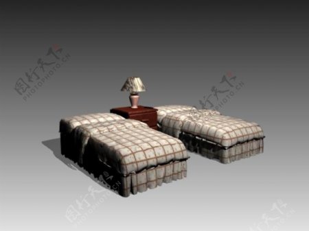 宾馆用床3d模型家具模型2