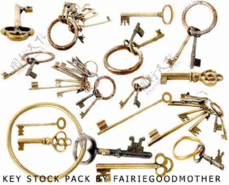 金色古代钥匙PSD素材