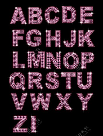 钻石的字母和数字向量的粉红和紫色