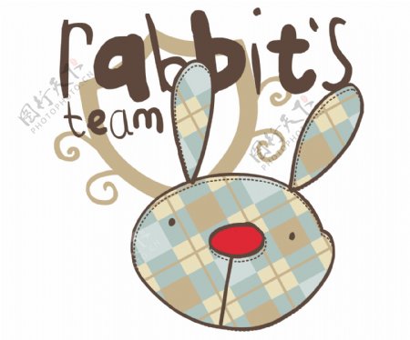 印花矢量图可爱卡通花纹卡通动物兔子免费素材