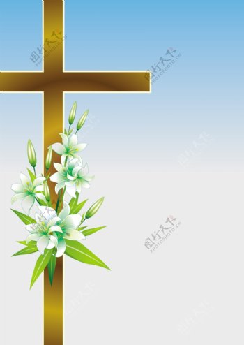 十字架与花