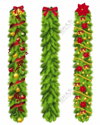 松树枝圣诞装饰矢量图片