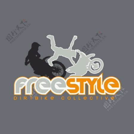 印花矢量图T恤图案图文结合运动元素摩托车免费素材