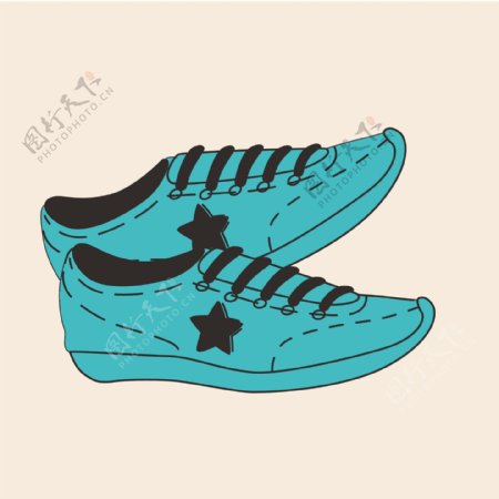 印花矢量图色彩蓝色鞋子运动免费素材