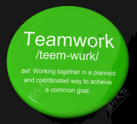 团队的定义按钮显示的共同努力与合作