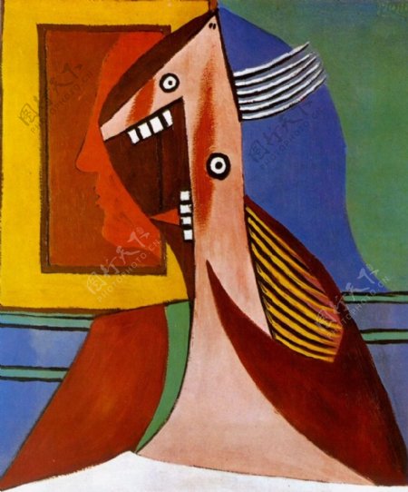 1929Bustedefemmeetautoportrait西班牙画家巴勃罗毕加索抽象油画人物人体油画装饰画