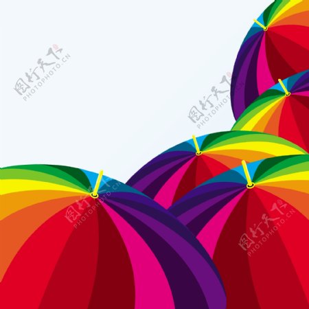 美丽的颜色的雨伞矢量素材