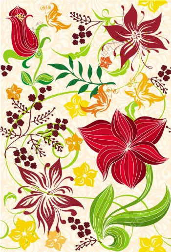 手绘花卉图案背景矢量素材