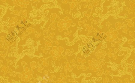 金黄色龙图腾背景素材仿刺绣