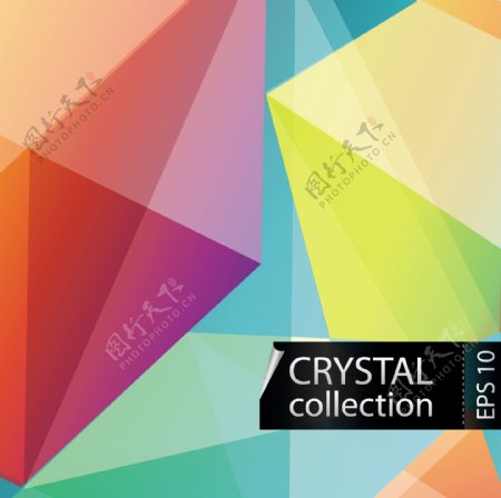 色水晶三角形形状矢量背景03