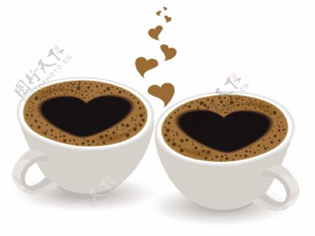 杯心形状的图像在咖啡孤立白色背景