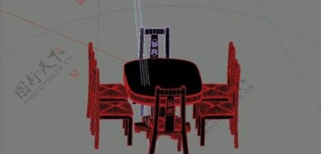 室内装饰家具桌椅组合563D模型