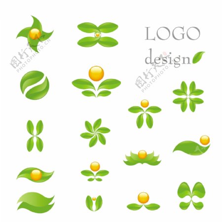 绿叶主题logo模板矢量素材