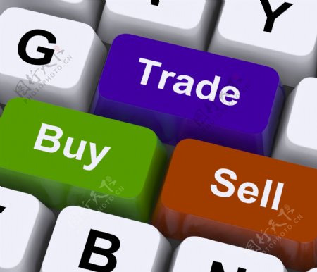 购买和出售键代表电子商务贸易