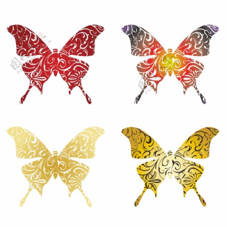 印花矢量图动物昆虫蝴蝶色彩免费素材