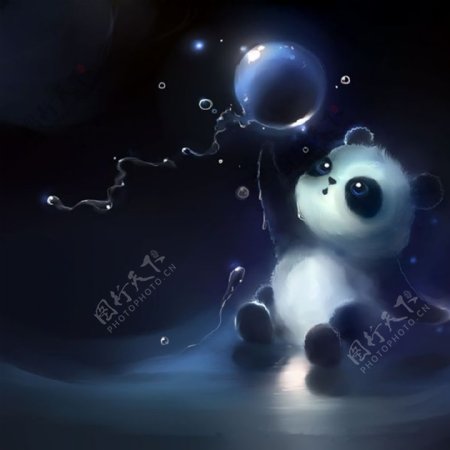 水彩插画之气球熊猫