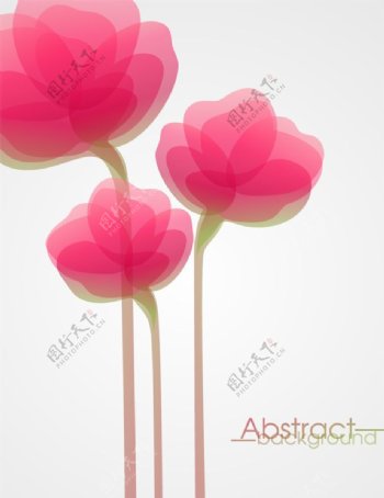 粉色花卉装饰画矢量
