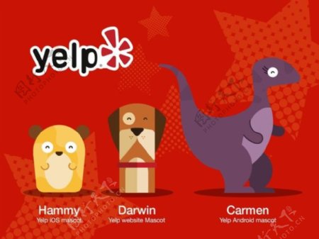 YelpiPhoneAndroid和网站的吉祥物