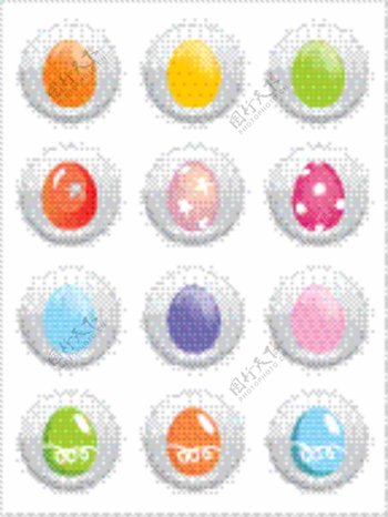 丰富多彩的复活节彩蛋的图标集